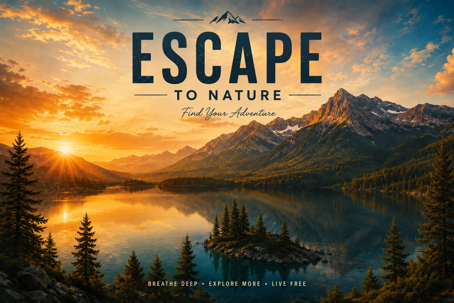Travel poster before replacing the headline Escape