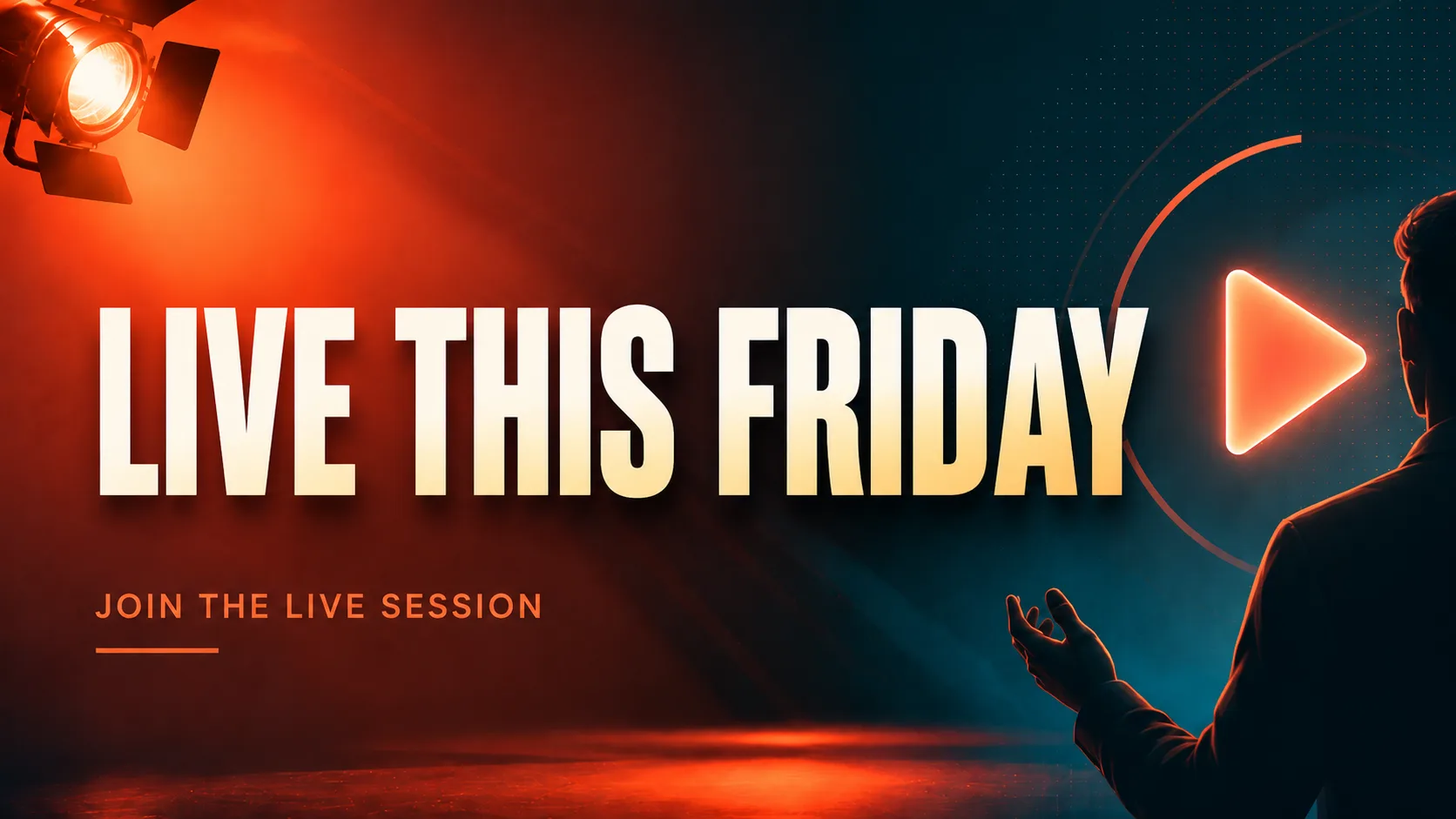 Social media campaign graphic before changing the headline Live This Friday