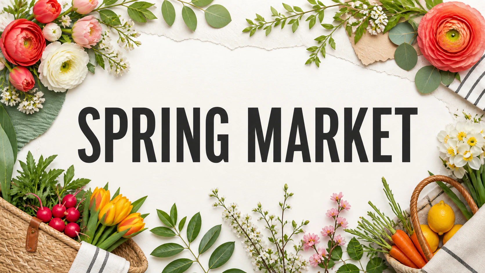 Event poster before editing with the headline Spring Market